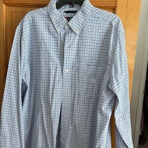 Chaps Men's White and Blue Plaid Shirt